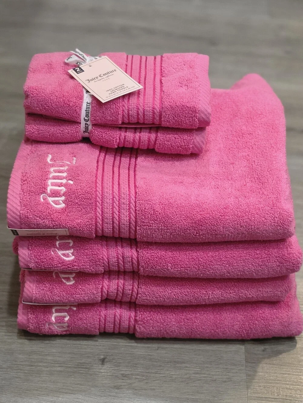 Juicy Couture Home Embrodried Logo Oversized Plush Bath & Hand Towel Set